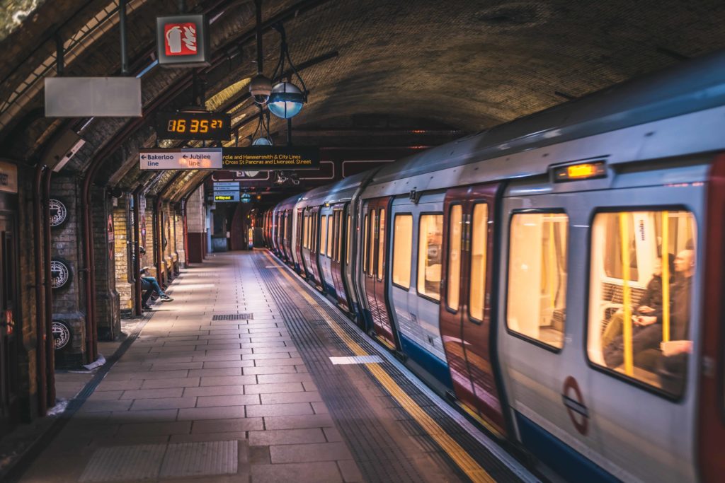train on the tube network in london