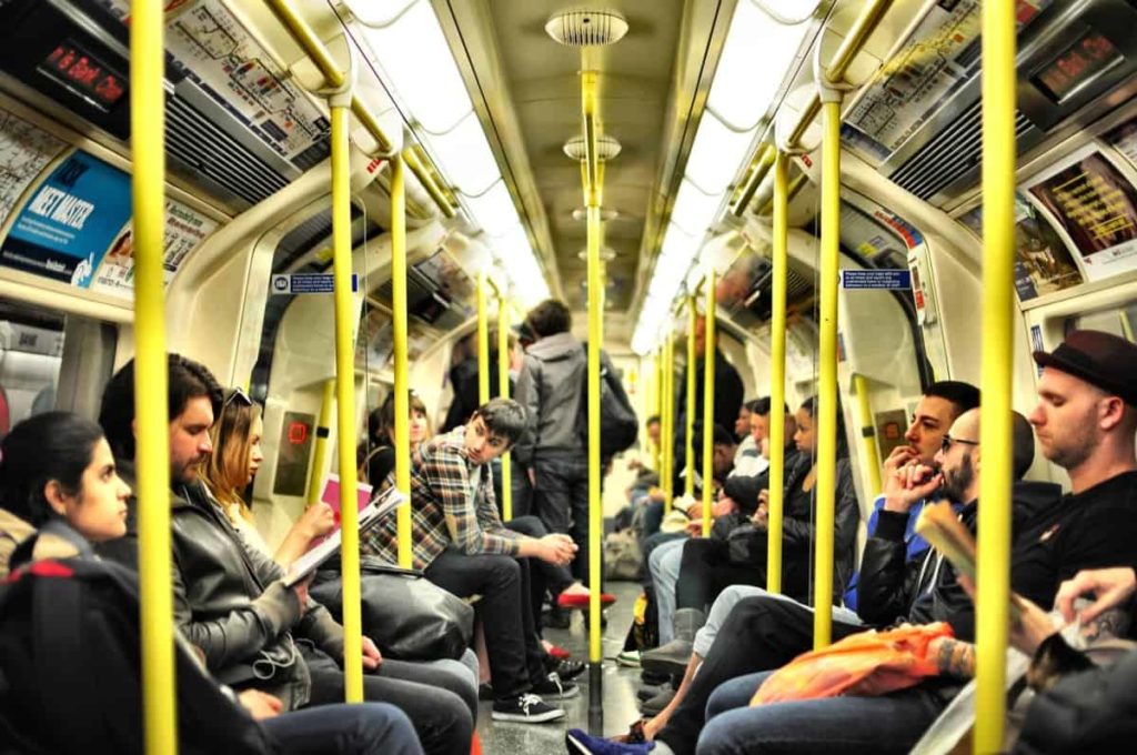inside tube on the london underground