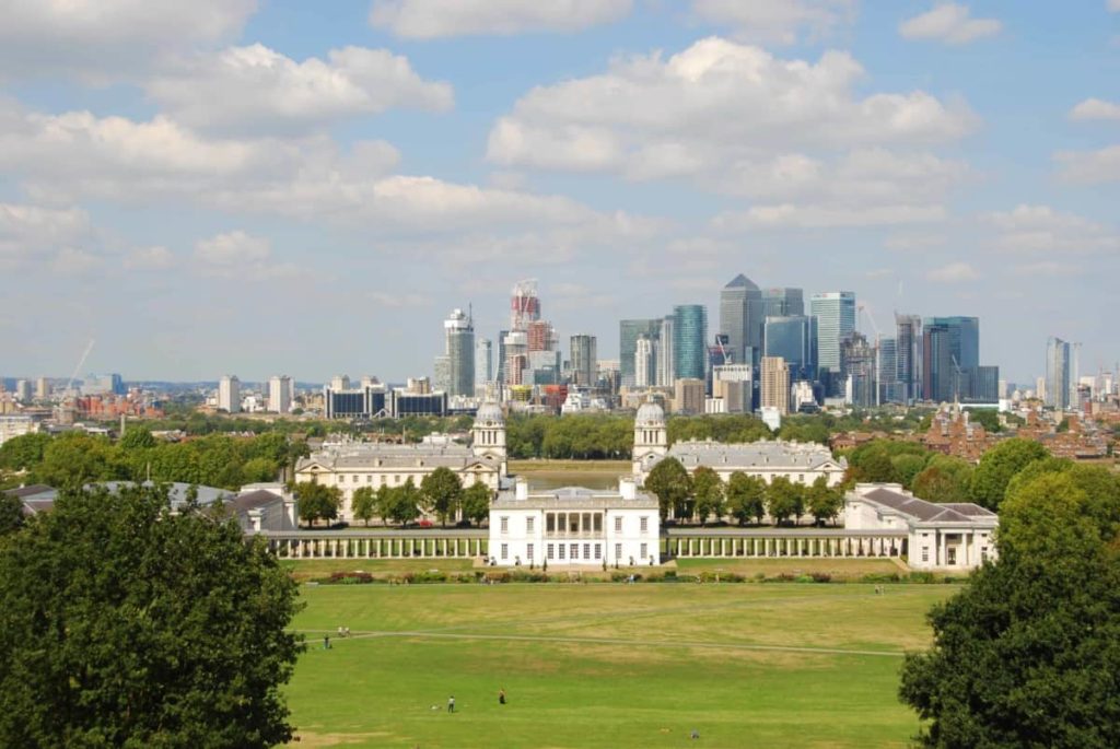 The view from Greenwhich Park onto Naval College