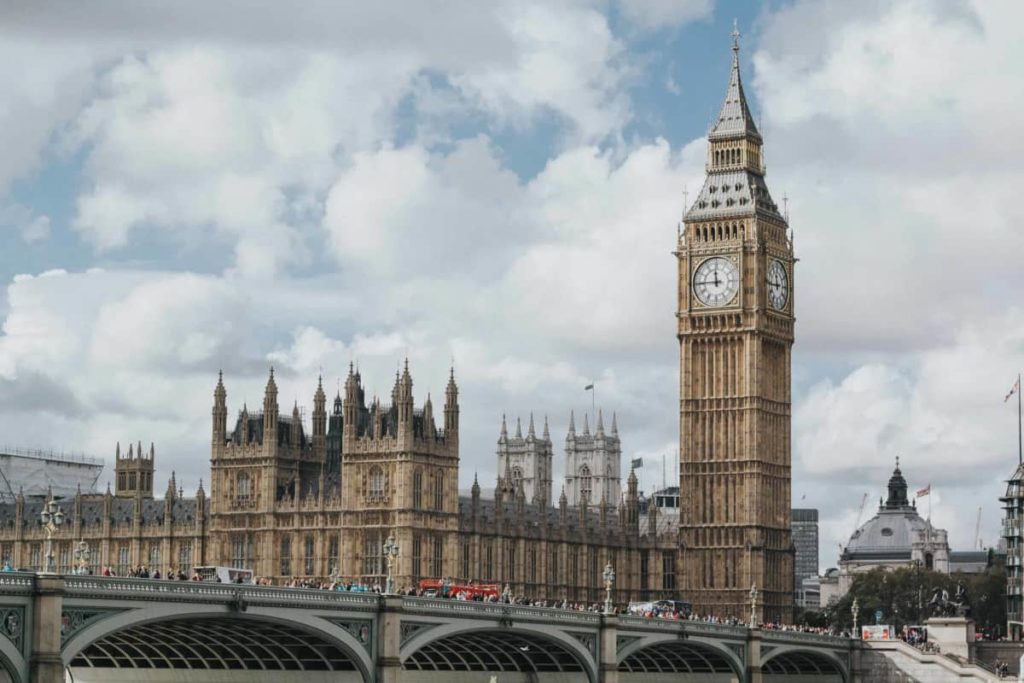 View of Houses of Parliament and Big Ben from across the river